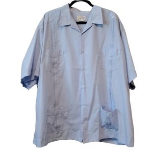 Mens light blue Guyabera style 4 pocket 3xl